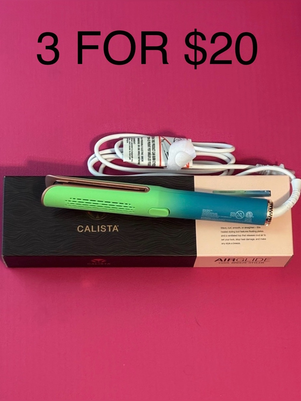 🌟 Calista Airglide Cool Breeze Styler for Curling Waving and Straightening NIB